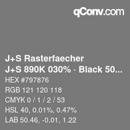 カラーコード: J+S Rasterfaecher - J+S 890K 030% · Black 50% | qconv.com