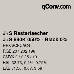Farbcode: J+S Rasterfaecher - J+S 890K 050% · Black 0% | qconv.com