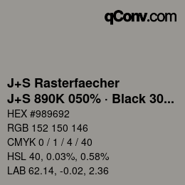Code couleur: J+S Rasterfaecher - J+S 890K 050% · Black 30% | qconv.com