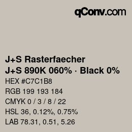 カラーコード: J+S Rasterfaecher - J+S 890K 060% · Black 0% | qconv.com