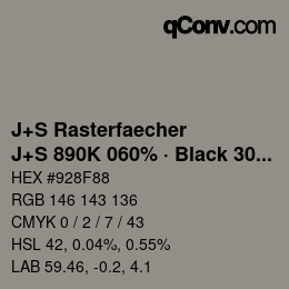 カラーコード: J+S Rasterfaecher - J+S 890K 060% · Black 30% | qconv.com
