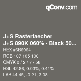 カラーコード: J+S Rasterfaecher - J+S 890K 060% · Black 50% | qconv.com