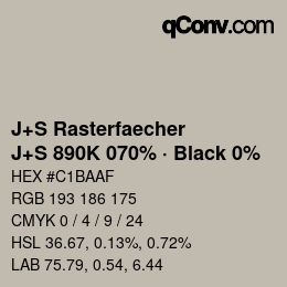 Code couleur: J+S Rasterfaecher - J+S 890K 070% · Black 0% | qconv.com