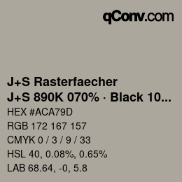 Farbcode: J+S Rasterfaecher - J+S 890K 070% · Black 10% | qconv.com
