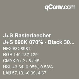 Code couleur: J+S Rasterfaecher - J+S 890K 070% · Black 30% | qconv.com