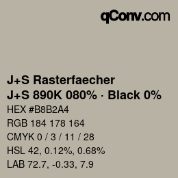 Farbcode: J+S Rasterfaecher - J+S 890K 080% · Black 0% | qconv.com