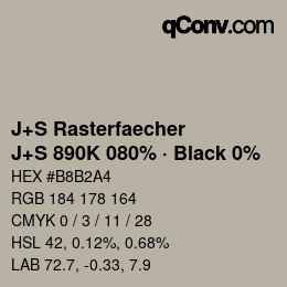 Code couleur: J+S Rasterfaecher - J+S 890K 080% · Black 0% | qconv.com
