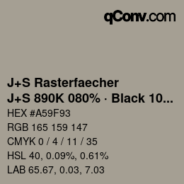 Farbcode: J+S Rasterfaecher - J+S 890K 080% · Black 10% | qconv.com