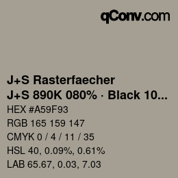 カラーコード: J+S Rasterfaecher - J+S 890K 080% · Black 10% | qconv.com