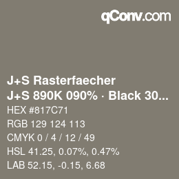 Farbcode: J+S Rasterfaecher - J+S 890K 090% · Black 30% | qconv.com