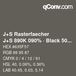 Code couleur: J+S Rasterfaecher - J+S 890K 090% · Black 50% | qconv.com