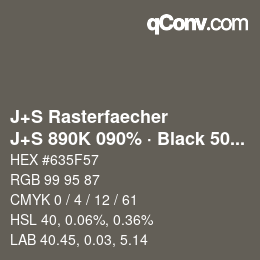 Color code: J+S Rasterfaecher - J+S 890K 090% · Black 50% | qconv.com