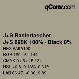 Farbcode: J+S Rasterfaecher - J+S 890K 100% · Black 0% | qconv.com