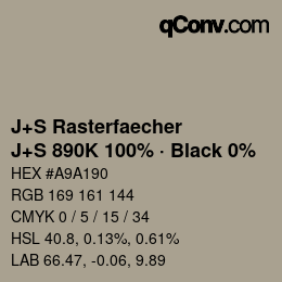 Code couleur: J+S Rasterfaecher - J+S 890K 100% · Black 0% | qconv.com