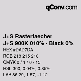 Farbcode: J+S Rasterfaecher - J+S 900K 010% · Black 0% | qconv.com