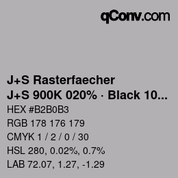 Code couleur: J+S Rasterfaecher - J+S 900K 020% · Black 10% | qconv.com