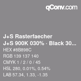 Farbcode: J+S Rasterfaecher - J+S 900K 030% · Black 30% | qconv.com