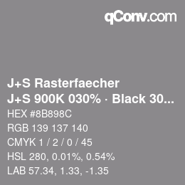 Code couleur: J+S Rasterfaecher - J+S 900K 030% · Black 30% | qconv.com