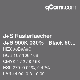 カラーコード: J+S Rasterfaecher - J+S 900K 030% · Black 50% | qconv.com