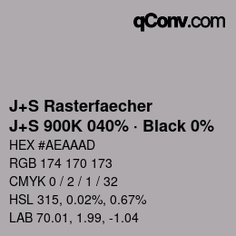 Farbcode: J+S Rasterfaecher - J+S 900K 040% · Black 0% | qconv.com