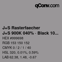 カラーコード: J+S Rasterfaecher - J+S 900K 040% · Black 10% | qconv.com