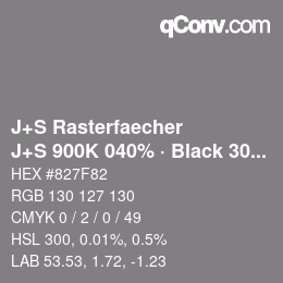 カラーコード: J+S Rasterfaecher - J+S 900K 040% · Black 30% | qconv.com