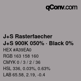 Code couleur: J+S Rasterfaecher - J+S 900K 050% · Black 0% | qconv.com