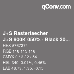 Code couleur: J+S Rasterfaecher - J+S 900K 050% · Black 30% | qconv.com