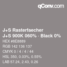 Farbcode: J+S Rasterfaecher - J+S 900K 060% · Black 0% | qconv.com