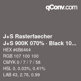 Farbcode: J+S Rasterfaecher - J+S 900K 070% · Black 10% | qconv.com