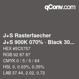 Farbcode: J+S Rasterfaecher - J+S 900K 070% · Black 30% | qconv.com