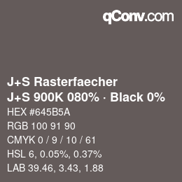 カラーコード: J+S Rasterfaecher - J+S 900K 080% · Black 0% | qconv.com