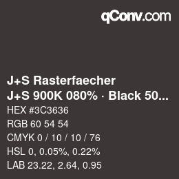 Farbcode: J+S Rasterfaecher - J+S 900K 080% · Black 50% | qconv.com