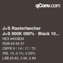 Farbcode: J+S Rasterfaecher - J+S 900K 090% · Black 10% | qconv.com