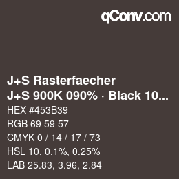 カラーコード: J+S Rasterfaecher - J+S 900K 090% · Black 10% | qconv.com