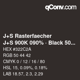 Farbcode: J+S Rasterfaecher - J+S 900K 090% · Black 50% | qconv.com