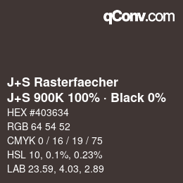Farbcode: J+S Rasterfaecher - J+S 900K 100% · Black 0% | qconv.com
