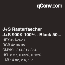 Code couleur: J+S Rasterfaecher - J+S 900K 100% · Black 50% | qconv.com