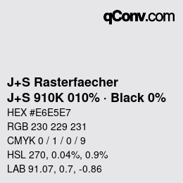 Farbcode: J+S Rasterfaecher - J+S 910K 010% · Black 0% | qconv.com