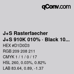 Farbcode: J+S Rasterfaecher - J+S 910K 010% · Black 10% | qconv.com