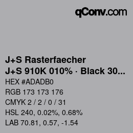 Color code: J+S Rasterfaecher - J+S 910K 010% · Black 30% | qconv.com