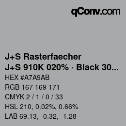 Farbcode: J+S Rasterfaecher - J+S 910K 020% · Black 30% | qconv.com