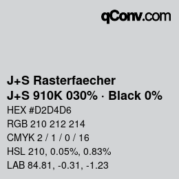 カラーコード: J+S Rasterfaecher - J+S 910K 030% · Black 0% | qconv.com