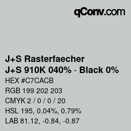 Farbcode: J+S Rasterfaecher - J+S 910K 040% · Black 0% | qconv.com