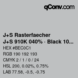 Farbcode: J+S Rasterfaecher - J+S 910K 040% · Black 10% | qconv.com
