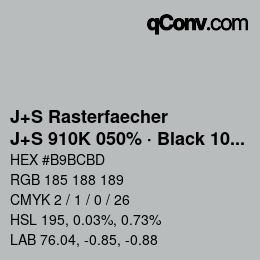 Farbcode: J+S Rasterfaecher - J+S 910K 050% · Black 10% | qconv.com