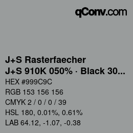 Farbcode: J+S Rasterfaecher - J+S 910K 050% · Black 30% | qconv.com
