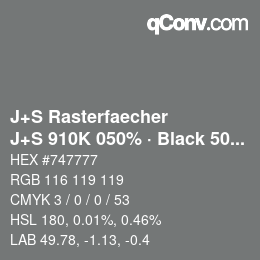 Code couleur: J+S Rasterfaecher - J+S 910K 050% · Black 50% | qconv.com