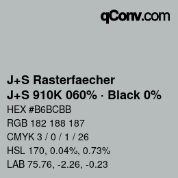 Farbcode: J+S Rasterfaecher - J+S 910K 060% · Black 0% | qconv.com