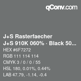 Farbcode: J+S Rasterfaecher - J+S 910K 060% · Black 50% | qconv.com